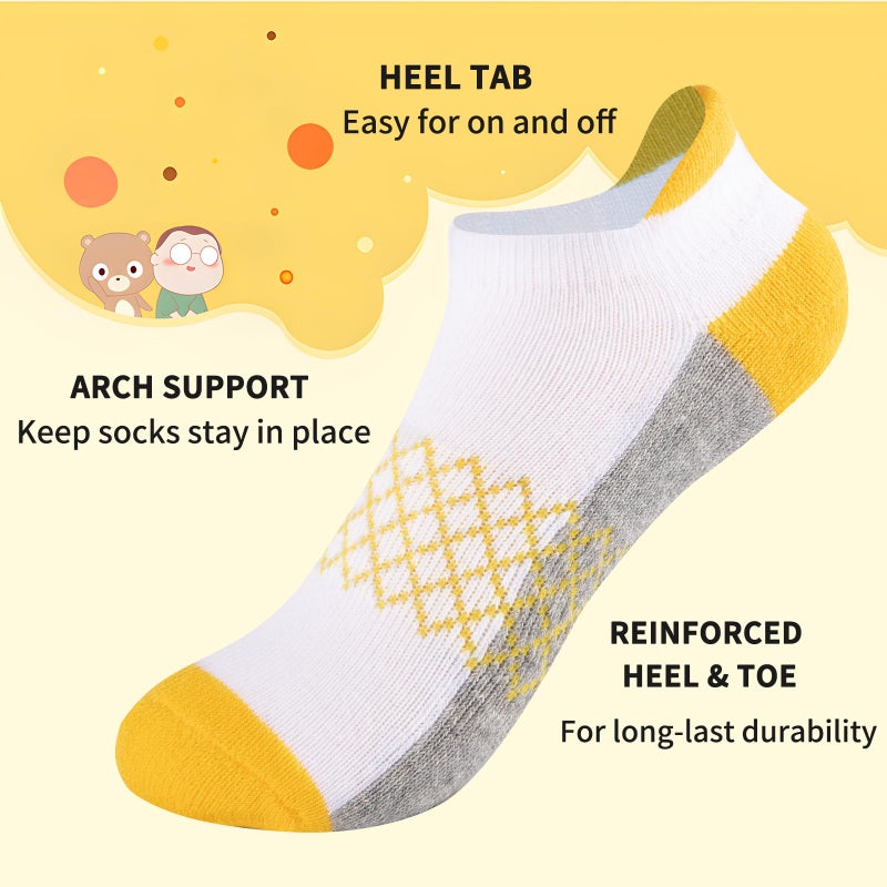 Comfoex Boys Socks 6 Pairs Ankle Athletic Sock Half Cushioned Low Cut Socks For Little Big Kids - Image 4